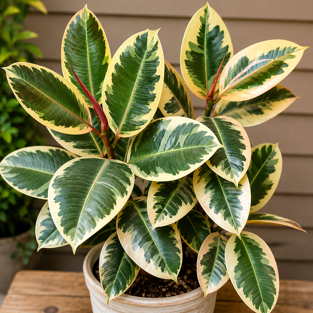 Variegated rubber plant